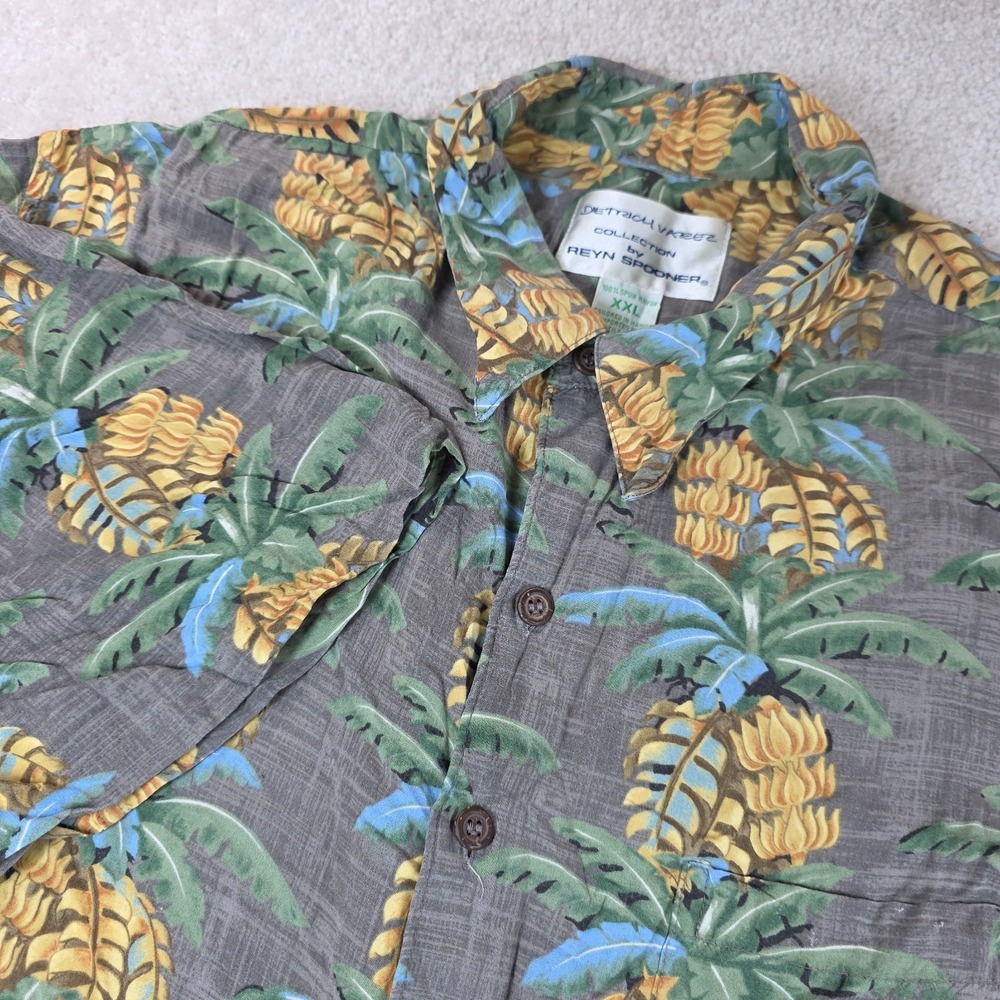 Reyn Spooner Shirt Mens 2XL Gray Banana Hawaiian Aloha Button Up Short Sleeve